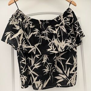 NWT Express Black and Cream Off the Shoulder Top Small